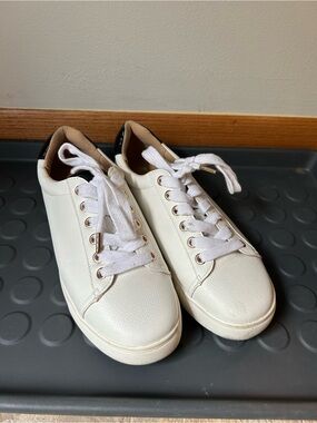 MIA White Sneakers with Black Heel Accent